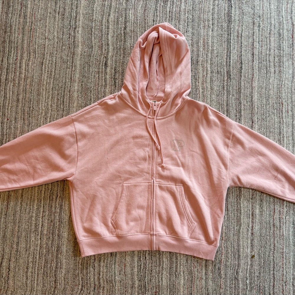PINK light pink zip up hoodie